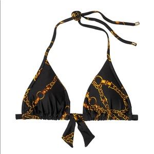 VICTORIA'S SECRET | Medium Front Tie Slide Triangle Lined Bikini Top Chain Deign